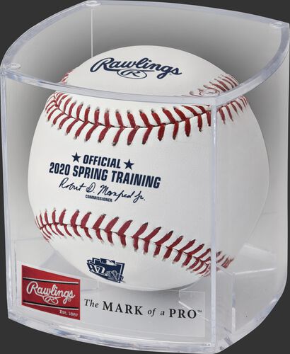 A 2020 MLB Arizona Spring Training ball in a display cube - SKU: ROMLBSTAZ20