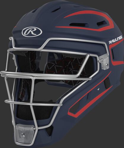 CHV27J navy/scarlet Velo 2.0 youth catcher's helmet with white trim