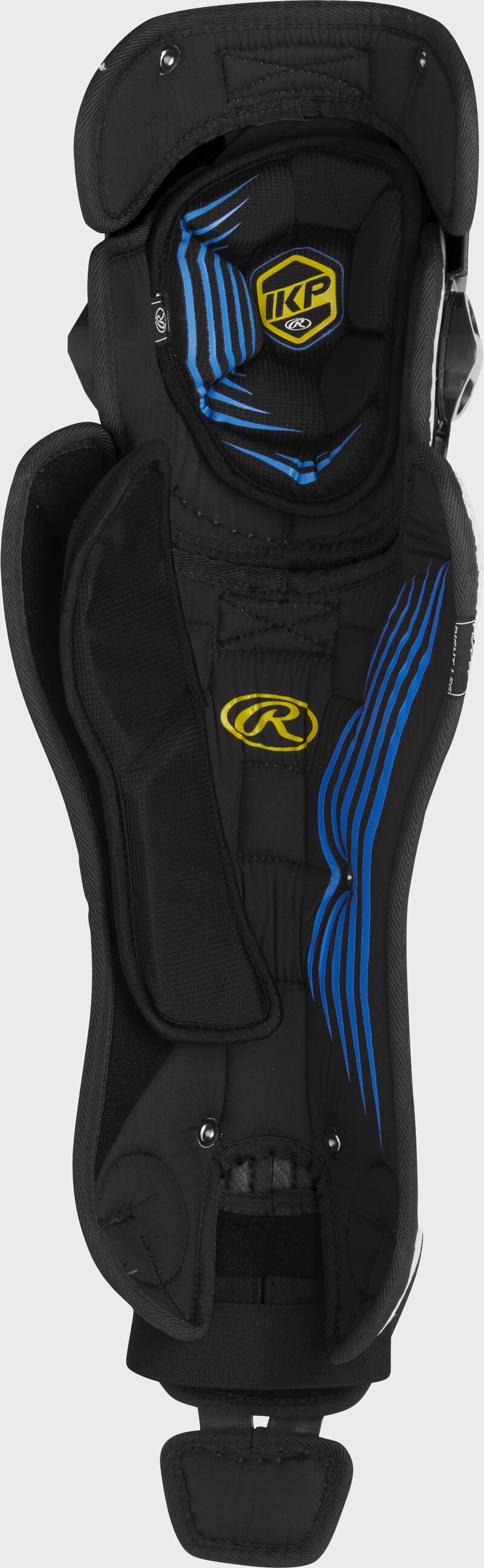 Inside padding of a black Rawlings Mach leg guard - SKU: MCHLGA-B