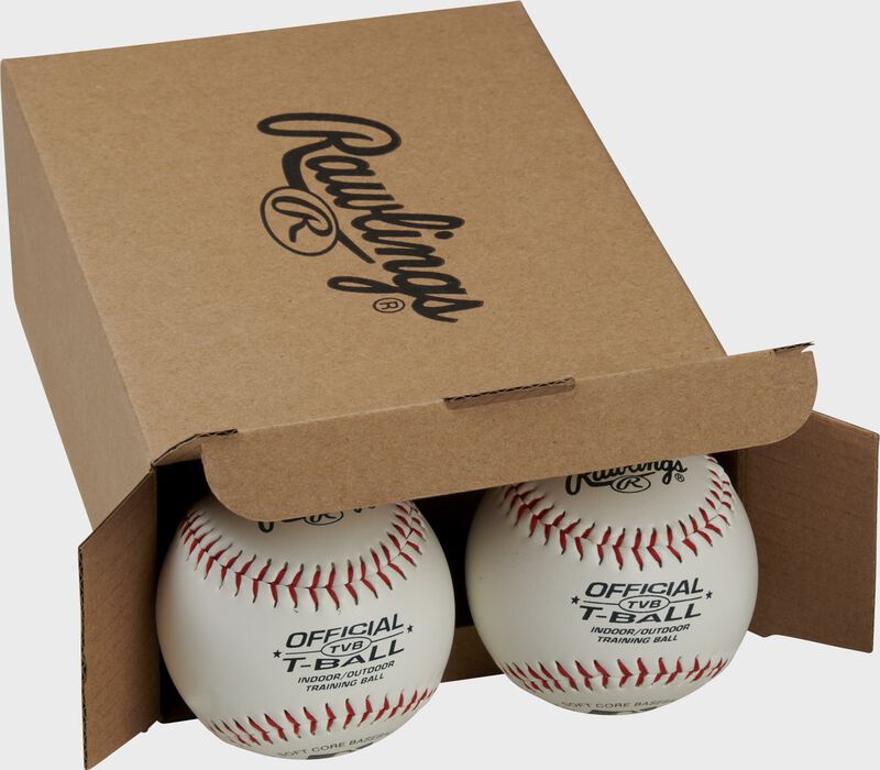 6 Official League t-balls inside a Rawlings box - SKU: RSGTVBPK6