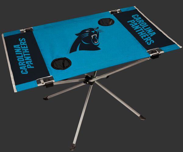 Rawlings Blue and Black NFL Carolina Panthers Endzone Table With Two Cup Holders, Team Logo, and Team Name SKU #03391090111