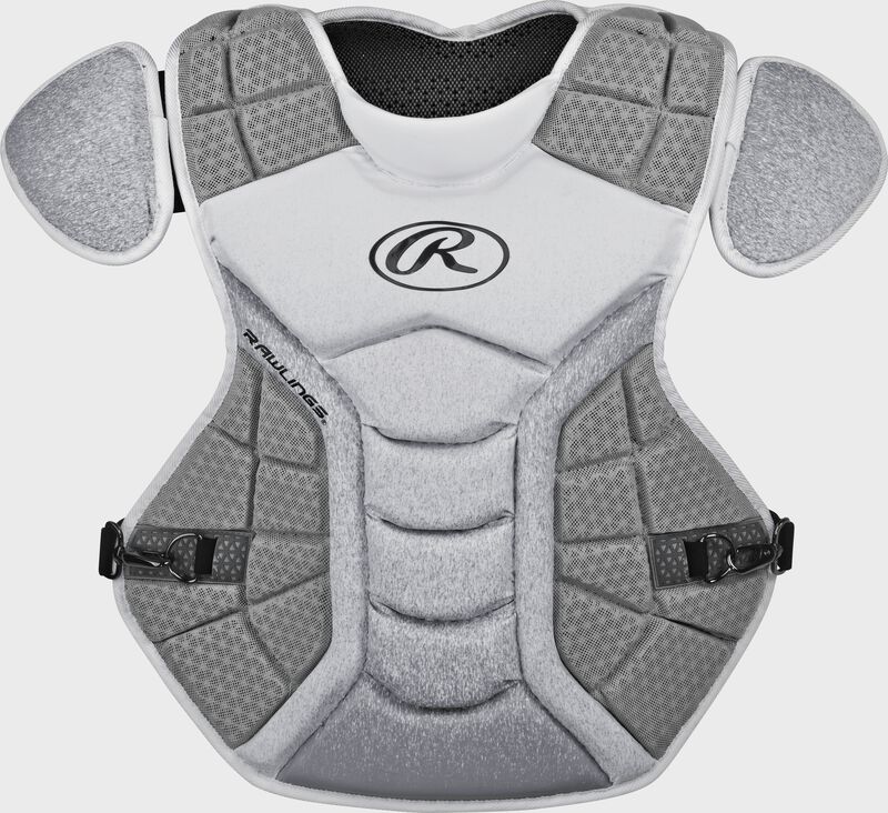 A white/silver CPVEL Velo series adult chest protector loading=