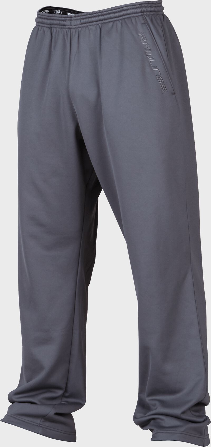 Front of Rawlings Gray Adult Performance Fleece Pants - SKU #PFP