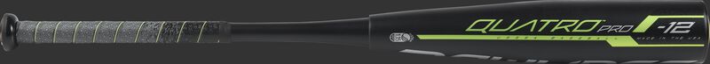 Barrel view of a UT9Q12 Quatro Pro USSSA baseball bat with two-piece construction