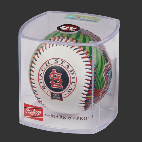MLB St. Louis Cardinals stadium baseball in a display case