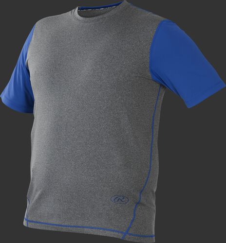 Front of Rawlings Gray/Royal Adult Hurler Performance Short Sleeve Shirt - SKU #HSS