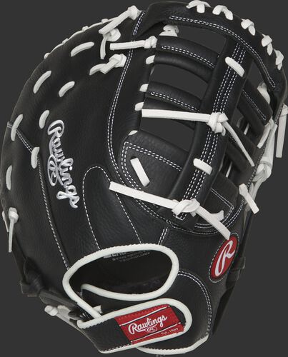 RSOFBMBW 13-inch Shut Out fast pitch first base mitt with a black back and Velcro wrist strap