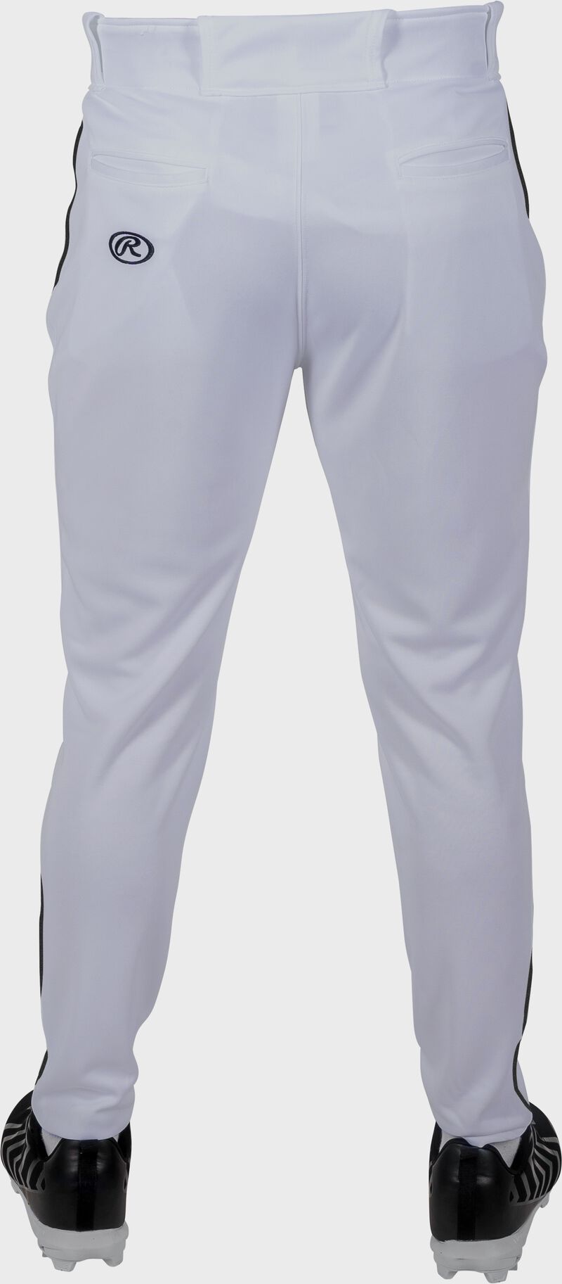 Rawlings 150 Jogger Fit Piped Baseball Pants, Adult S, White/Black