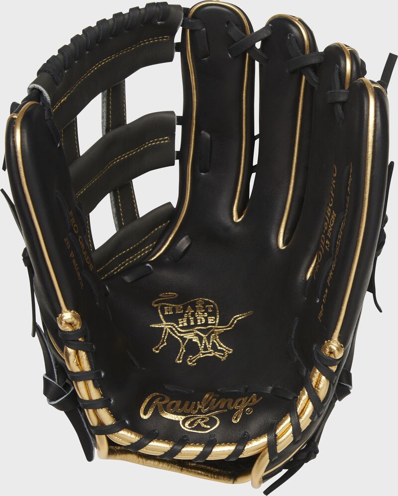 PROJD-6BGP Rawlings 13-inch outfield glove with a black palm and black laces