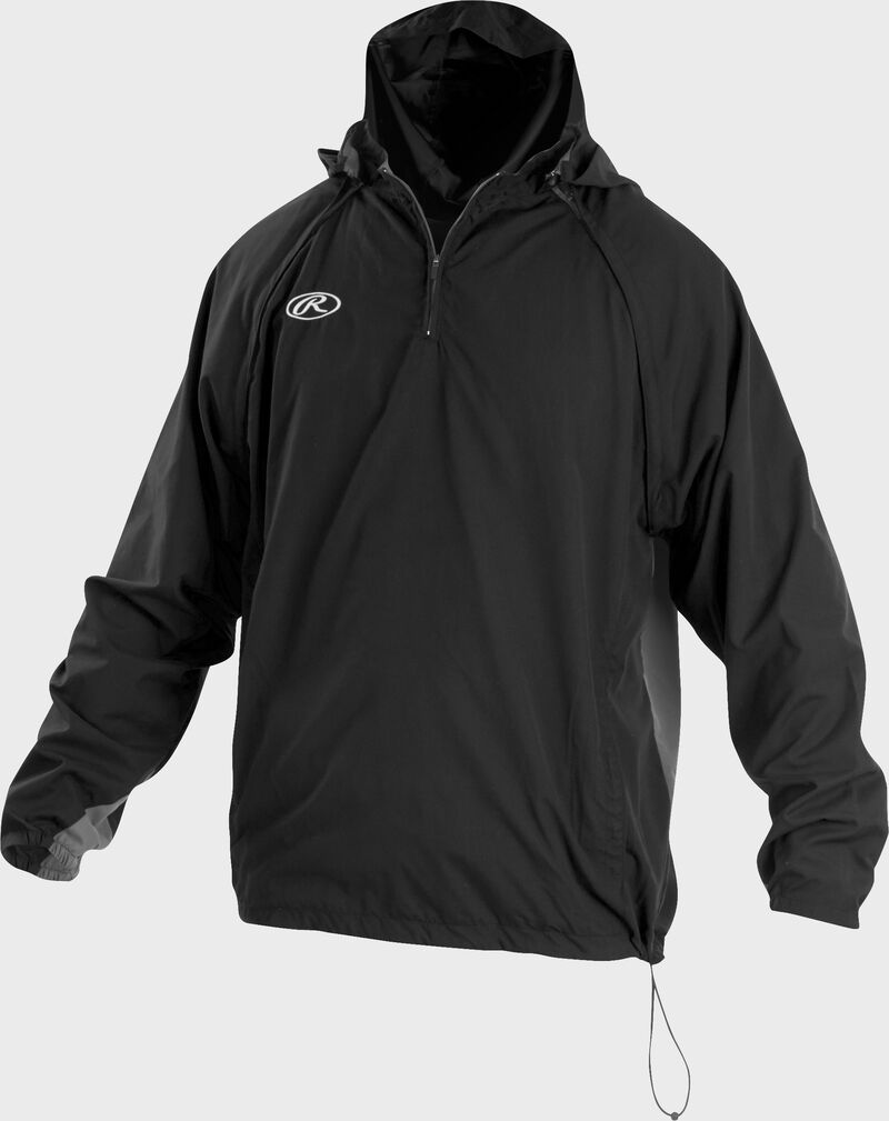 Front of Rawlings Black Adult Long/Short Sleeve Jacket - SKU #TRITHR-DG-91