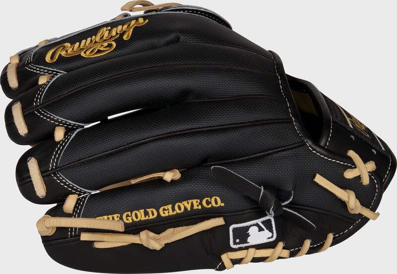Black Speed Shell back of a 12-Inch Heart of the Hide infield/pitcher's glove with the MLB logo on the pinky - SKU: PRO206-30CBSS