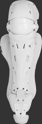 A white Mach adult leg guard with white trim and intelligent knee position system - SKU: MCHLGA-W/W
