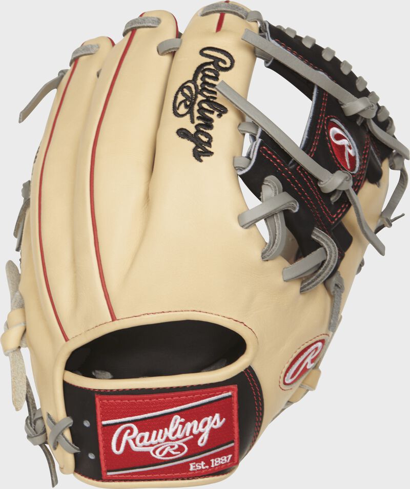 Rawlings PRO204-2CBG 11.5-inch infield glove with a camel back and scarlet welting