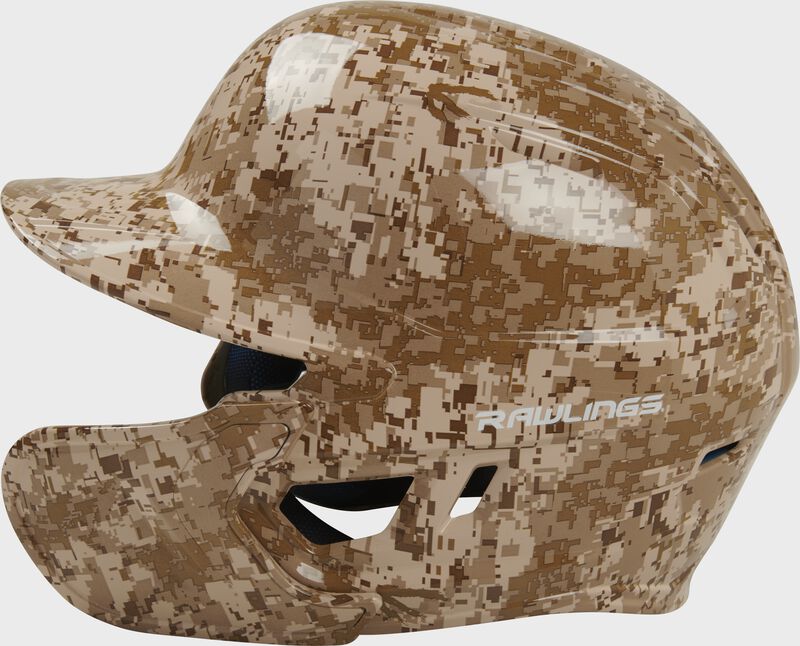 Left-side view of Mach EXT Digi Camo Hydro Dipped Helmet | Right Handed Batter - SKU: MACHEXTR-DCMO