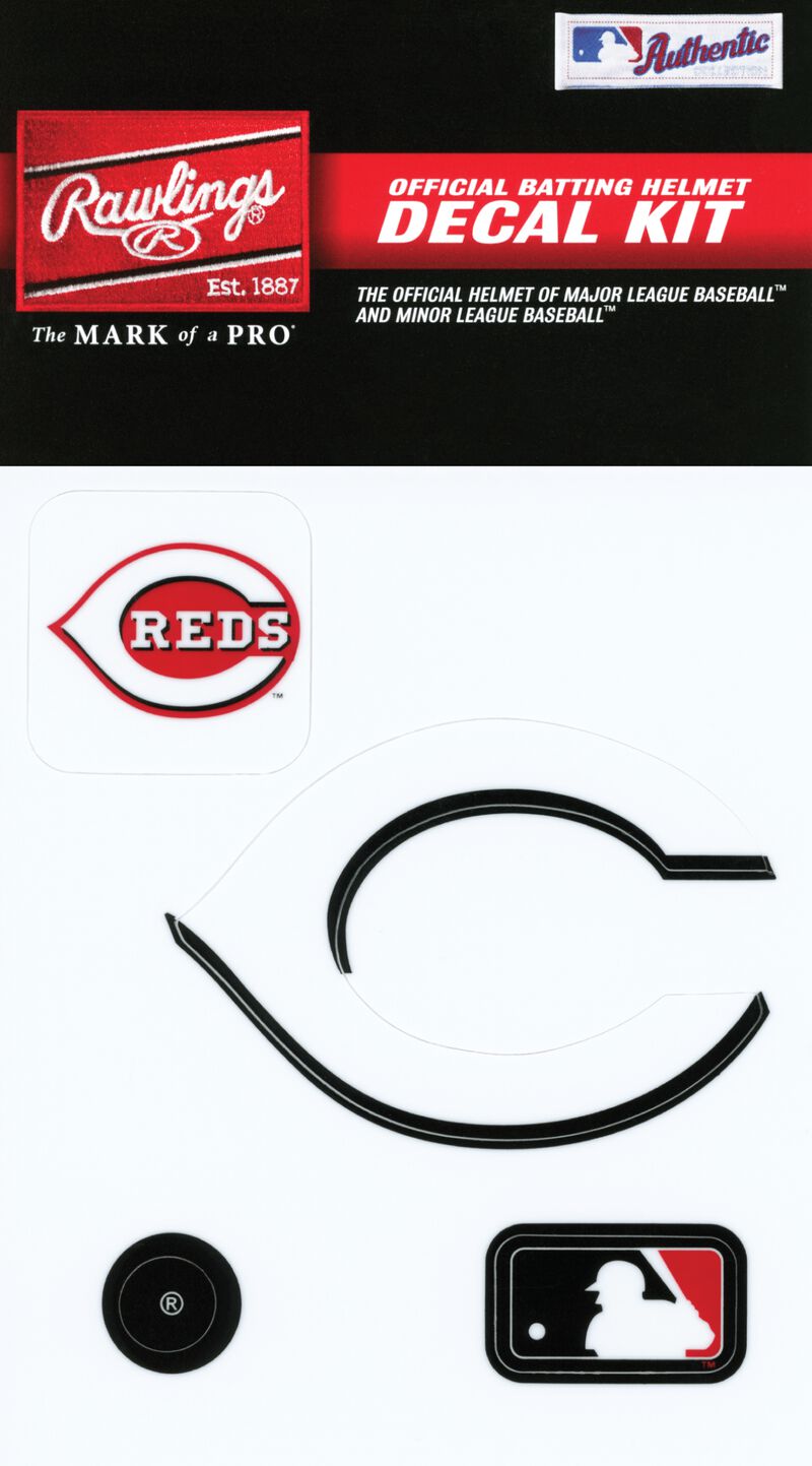 Rawlings MLB Cincinnati Reds Decal Kit With Team Logos and MLB Logo SKU #MLBDC-CIN