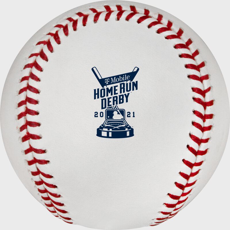 The 2021 MLB Home Run Derby logo stamped on a MLB baseball - SKU: RSGEA-ROMLBHR21-R