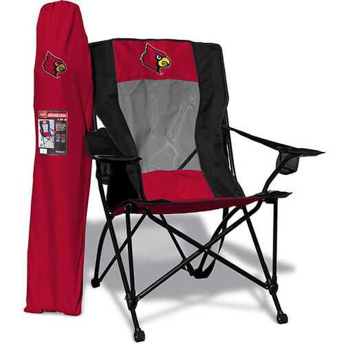 Front of Rawlings Black and Red NCAA Louisville Cardinals High Back Chair With Team Logo SKU #09403078518