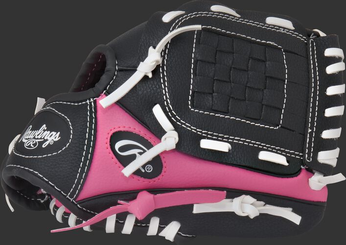 Thumb of a black/pink Players Series 9-inch T-ball glove with a black basket web - SKU: ACAPL91PB