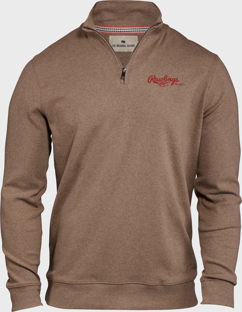 Rawlings x The Normal Brand Puremeso Weekend Quarter Zip, Khaki, Adult 3XL