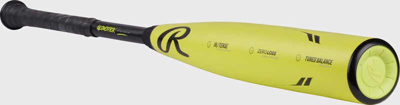 Front angle view of a neon yellow limited edition Glowstick Icon bat - SKU: RBB4I3