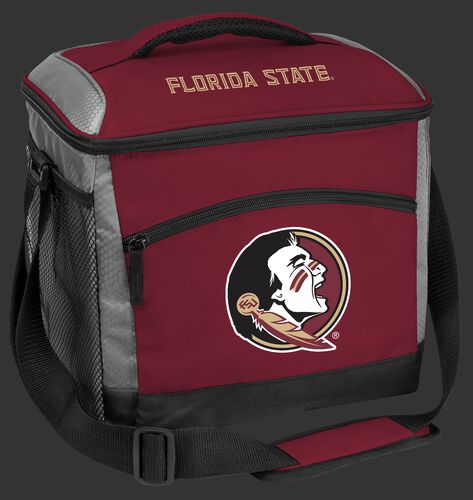 A maroon Florida State Seminoles 24 can soft sided cooler with screen printed team logos - SKU: 10223020111
