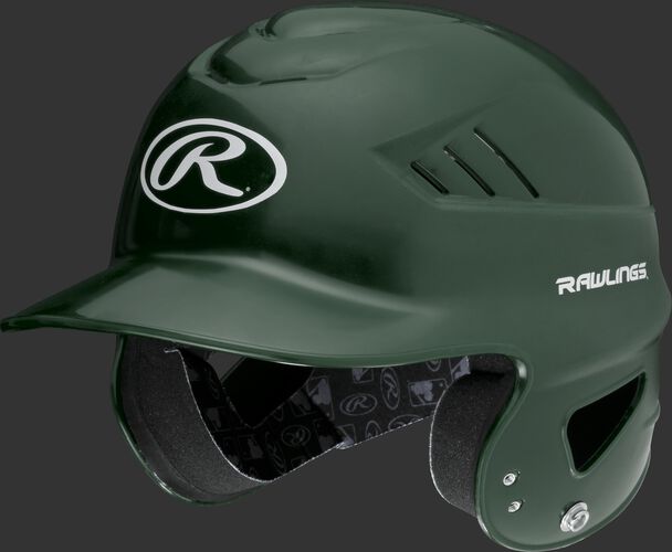 A dark green Coolflo batting helmet with an Oval-R logo on the front - SKU: RCFH
