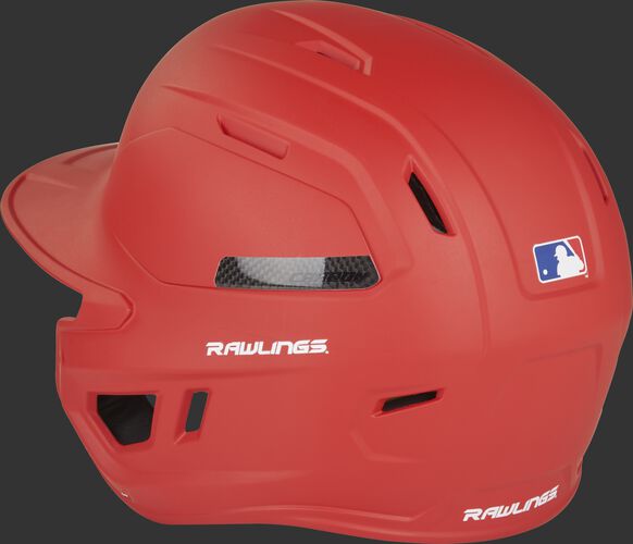 Back left view of a matte scarlet CAR07A MACH Carbon helmet with air vents