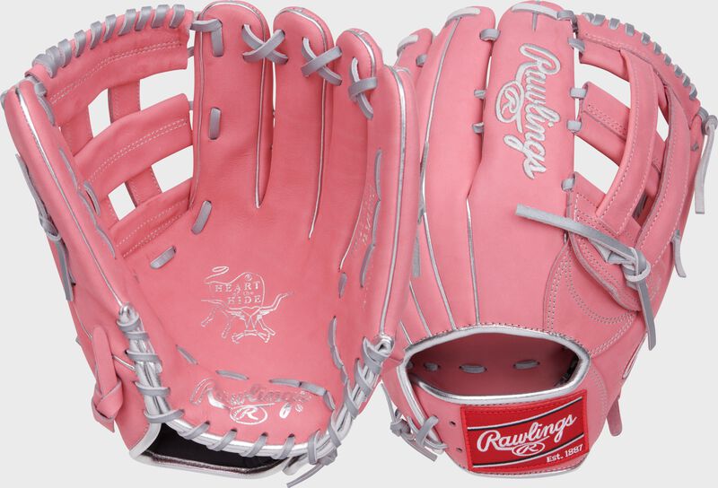 2 images showing the palm and back of a Fernando Tatis Jr. Heart of the Hide outfield glove - SKU: PRO3039-6FTJ