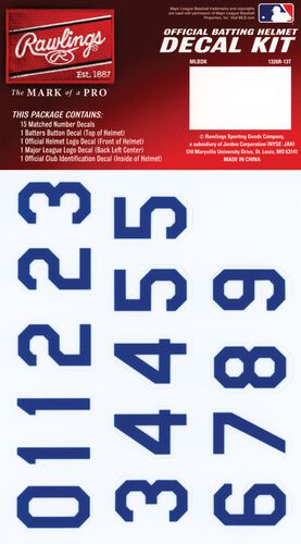 Rawlings MLB Texas Rangers Decal Kit With Blue Numbers SKU #MLBDC-TEX