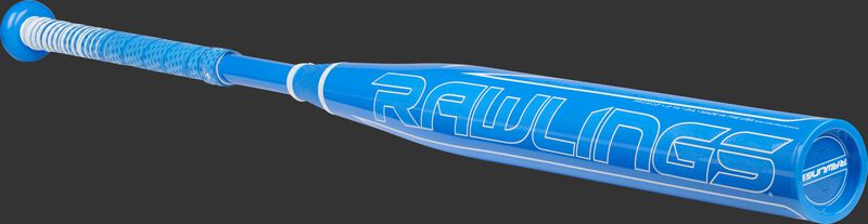 Angled view of a light blue Rawlings -10 Mantra fastpitch softball bat - SKU: FP1M10
