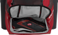 A scarlet Rawlings baseball backpack with a cleat in the bottom cleat storage compartment - SKU: IMPLSE-S image number null
