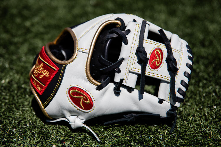 A white Encore I-web glove sitting on a field - SKU: EC1150-2BW