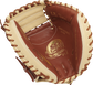 Bruciato palm of a Rawlings Pro Preferred catcher's mitt with tan laces and a gold palm stamp - SKU: PROSCM33BRC image number null