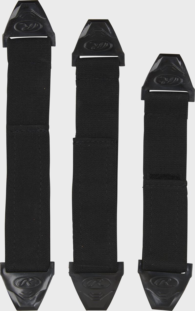 A set of 3 black Mach leg guard replacement straps - SKU: MLGE