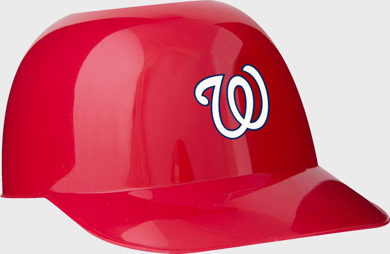 Front of Rawlings red MLB Washington Nationals Snack Size Helmets With Team Logo SKU #01950031121