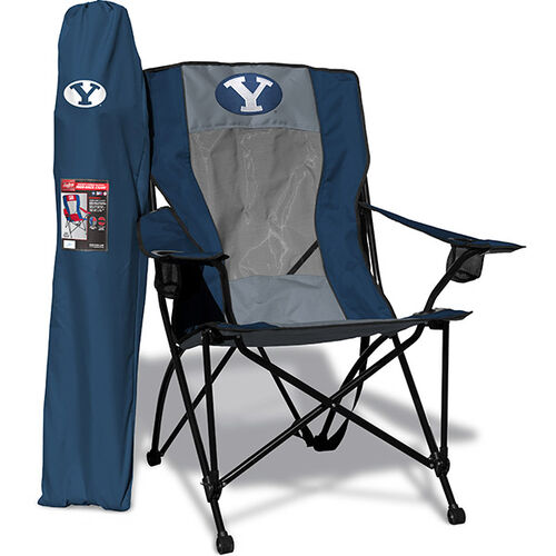 Front of Rawlings Navy and Grey NCAA Brigham Young Cougars High Back Chair With Team Logo SKU #09403008518