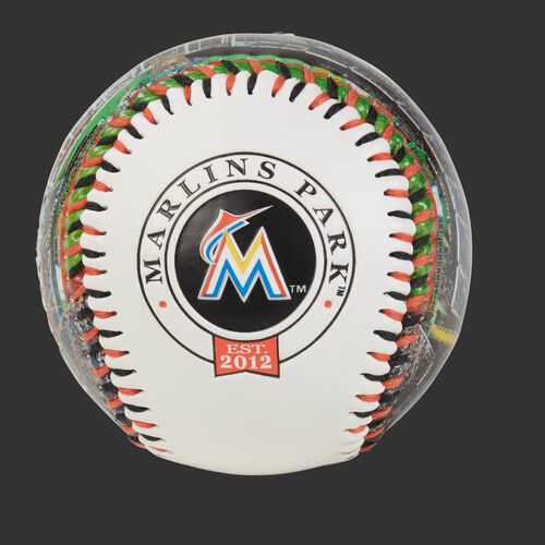 Miami Marlins team logo on a MLB stadium baseball