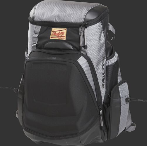 Front left of a black/gray R1000 Rawlings Gold Glove Series equipment bag