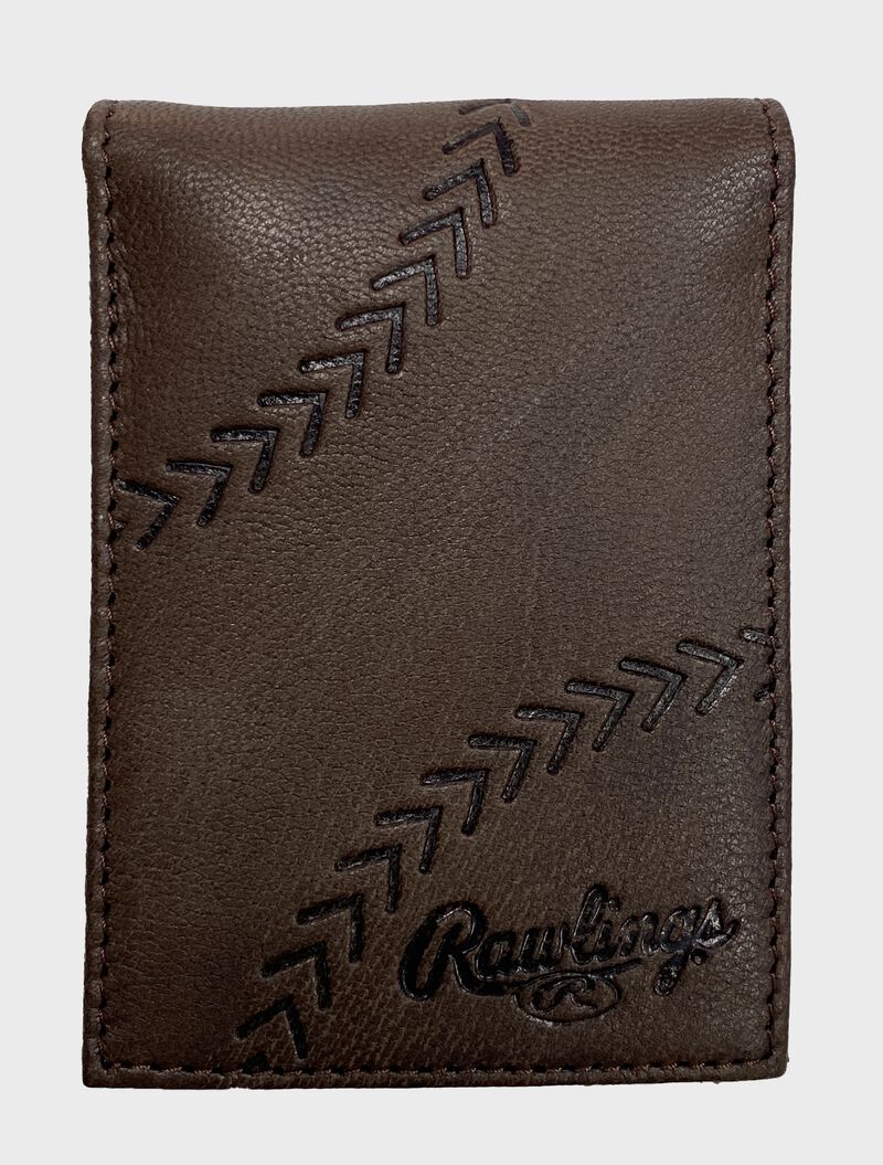 Front of Brown Debossed Stitch Front Pocket Wallet | SKU:RPW009-200