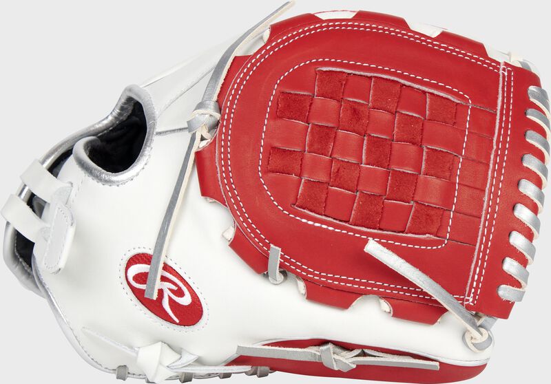 Thumb of a white 2022 Liberty Advanced Color Series 12-Inch infield/pitcher's glove with a scarlet basket web - SKU: RLA120-3WSP
