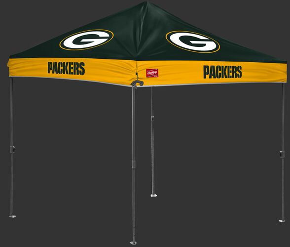 A green/yellow NFL Green Bay Packers 10x10 canopy with team logos on each side - SKU: 02231068111