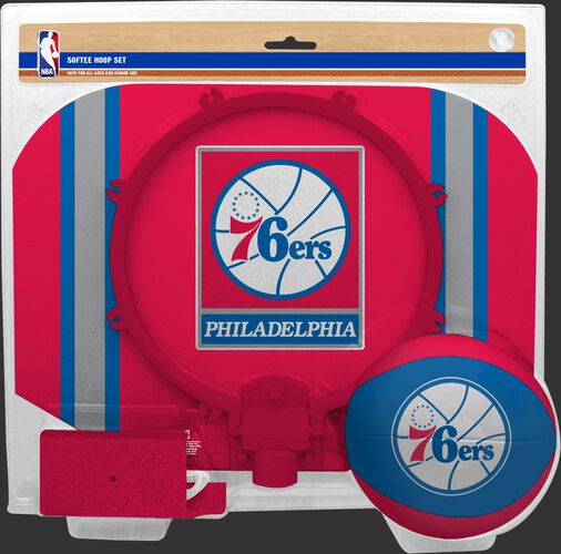Rawlings Red and Blue NBA Philadelphia 76ers Softee Hoop Set With Team Logo on Ball and Backboard SKU #03544196114