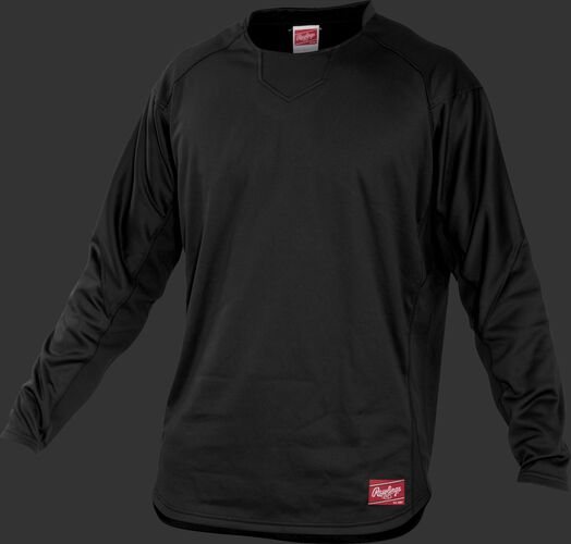 Front of Rawlings Black Youth Long Sleeve Shirt - SKU #YUDFP3-B-88
