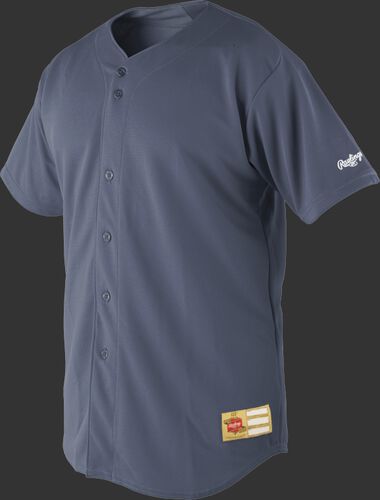 Front of Rawlings Graphite Adult Short Sleeve Jersey - SKU #RJ140