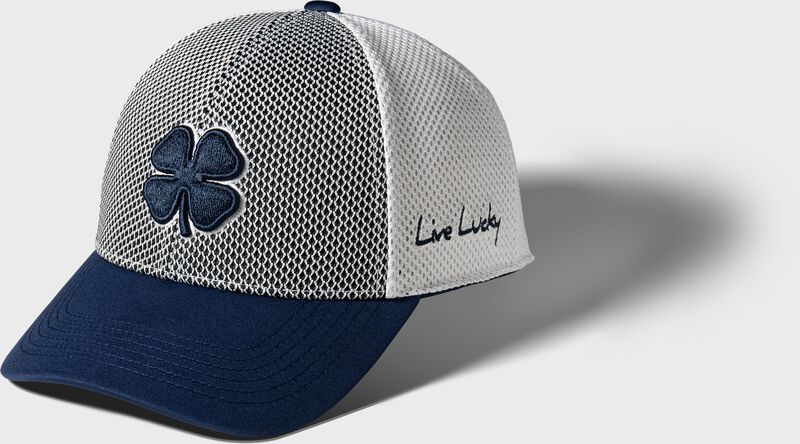 Front of a gray/blue Rawlings Black Clover Turn Two snapback hat - SKU: BCR3TT0081 loading=