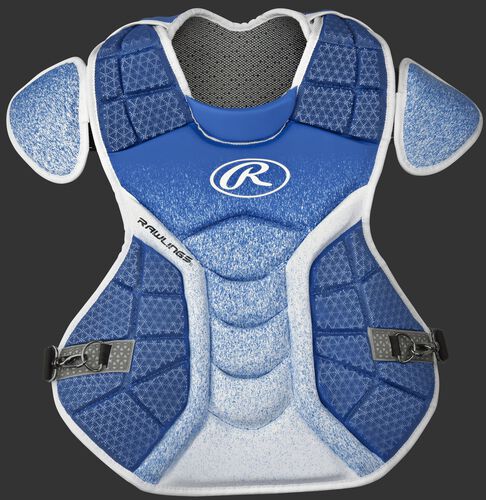 A royal/white CPVEL Velo series adult chest protector