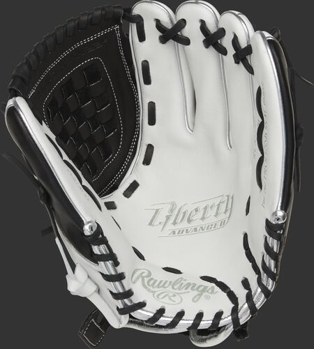 RLA120-3BP Rawlings Liberty Advanced Color Series glove with a white palm, black web and black laces