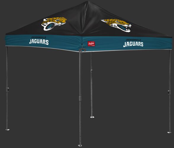 A black/green NFL Jacksonville Jaguars 10x10 canopy with team logos on each side - SKU: 02231091111