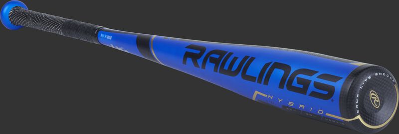 US9V10 2019 Rawlings USA Velo bat with black accents on the blue barrel with a black end cap