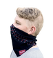 A kid wearing a black baseball stitch neck gaiter with it covering his mouth and nose - SKU: YRC40001-001 image number null